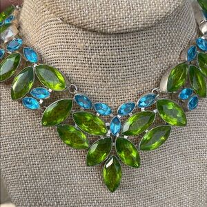 Elegant Green and Blue Gemstone Necklace